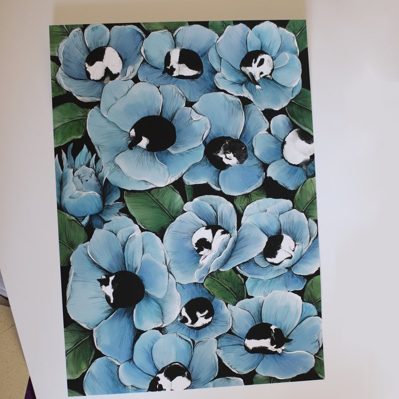 Tableau fleurs bleues